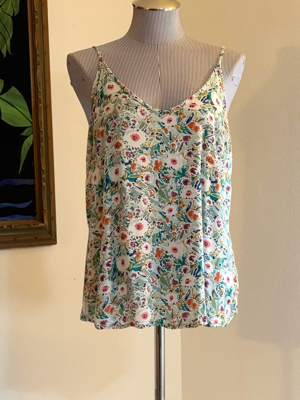 dip Floral V-Neck Spaghetti Strap Camisole - White Multi